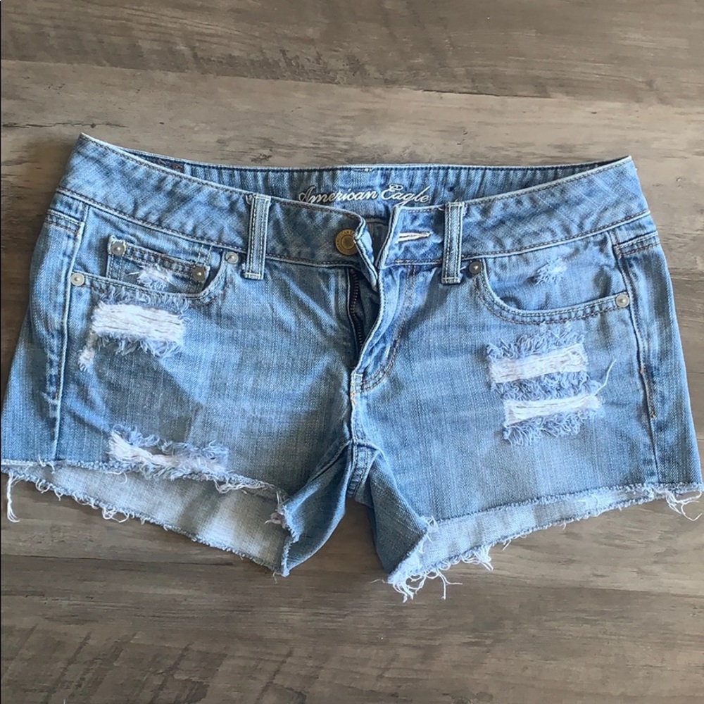 American Eagle faded distressed denim shorts
